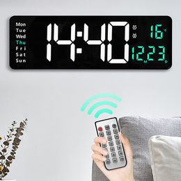 Wall Clocks Large Digital Remote Control Temp Date Week Display Power Off Memory Table mounted Dual Alarms LED 221203