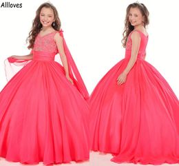 Little Girl's Pageant Dresses Sparkle Crystals Rhinestones Kids Formal Princess Ball Gown With Long Wrap Flower Girl Todder Birthday First Communion Dress CL1546