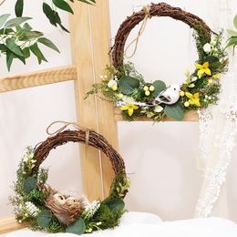 Decorative Flowers Nordic Easter Bird's Nest Wreath Artificial Flower Garland Holiday Event Wedding Art Living Room Wall Door Hanging