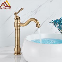 Bathroom Sink Faucets Antique Brass Basin 360 Rotation Single Handle Cold Mixer Tap torneiras Vessel Kitchen 221203