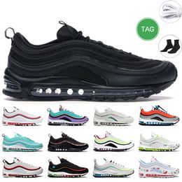 men women running shoes 97 Triple White Black Silver Bullet Sean Wotherspoon Red Leopard Bred Reflective Sail Pink mens trainer