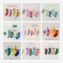 Kids Socks 4 Pair Lot Soft Cotton Spring Autumn Baby Boy Girl Cute Cartoon Korean Fashion Sport Children Gift 221203