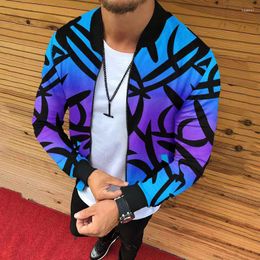 Men's Jackets 2023 Autumn Windbreaker Men's Zipper Street Baseball Uniform 3D Printing Random Flower Geometry Casual All-match Coat Tops