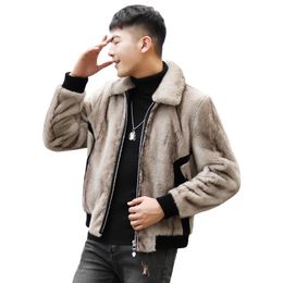 Man Winter Jacket Mink Fur Coat Warm Tops Windbreakers Male Clthes Plus Size 5XL Long Sleeve Outerwear Overcoat