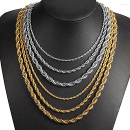 Chains 3/5/7mm Men's Simple Twisted Rope Link Chain Gold Colour Silver Stainless Steel Necklace Women Jewellery Gifts KNM178