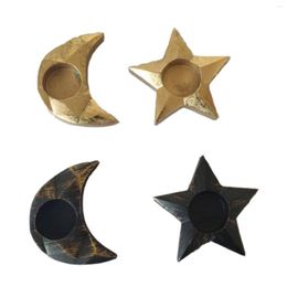 Candle Holders Vintage 4Pcs/set Resin Holder Moon Star Room Decoration Candlestick Tray Cartoon Home Crafts