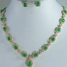 Charming Jewelry bJewelry green necklace earring sets Natural