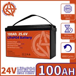 Built-in BMS 12V 24V 100Ah 200AH LiFePO4 Battery Lithium Iron Phosphate Rechargeable Battery For RV Forklift Solar Power System