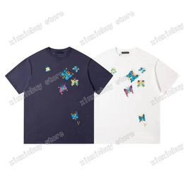 xinxinbuy Men designer Tee t shirt paris Butterfly pattern letters Embroidery short sleeve cotton women green white black grey XS-L