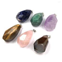 Charms Fashion Faceted Crystal Pendants Natural Stone Agates Quartz Pendant For Jewellery Making DIY Necklace Accessories