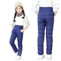 Trousers Toddler Kid Boys Girls Winter Pants Cotton Padded Thick Warm Waterproof Ski 9 10 12 Year High Waist Leggings Baby 221203