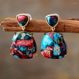 Stud Earrings Modern Women Dangle Vibrant Sediment Jasper Earring Teengirls OL Costume Luxury Jewelry Mom Gifts Wholesale