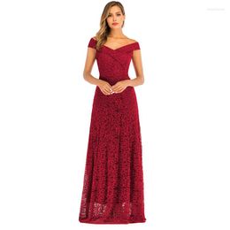 Casual Dresses Summer Vestido De Festa Women Elegant Off Shoulder Sexy Lace Cocktail Prom Party Evening Long Maxi Dress