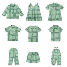 Clothing Sets 22 Summer Children's Shirt Pants Set Girls' Suspender Short Sleeve T-suit Dress Skirt Boy T-shirt Original Label