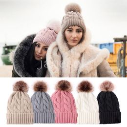 Knitted beanie hat winter warm cap warm thickened ball women's autumn and winter knitting warm cap de901