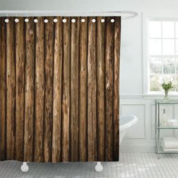 Shower Curtains Brown Cabin Log Wall Wooden From Old Building Construction Waterproof Polyester Fabric 60 X 72 Inches With Hooks