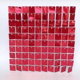 Party Decoration Shiny Red Colour 30 30cm/1ft 1ft Sequin Panel Advertising Shop Window Background Shimmer Wall Sign For