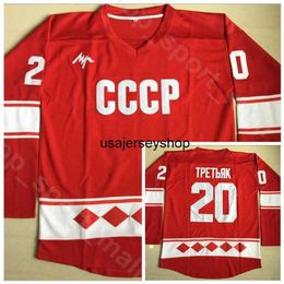 Hockey Jersey Men Vintage 1980 CCCP Russia 20 Vladislav Tretiak s Red Home Ice 24 Sergei Makarov Breathable Top Quality On Sale