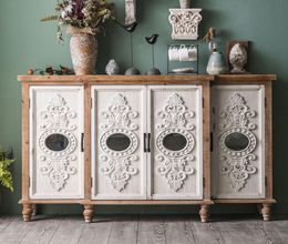 American porch cabinet Living Room Furniture home stay restaurant dining cabinets light and luxurious solid wood vintage carved TV cabinets