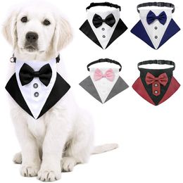 Dog Apparel Formal Tuxedo Bandana Collar Pet Wedding Bow Tie Scarf Adjustable Neckerchief Bowtie Black Costume