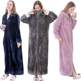 home clothing Autumn Winter Flannel Zipper Robes for Women Couples Night Dress Fashion Warm Big Lapels Kimono Lengthen Thicken Dressing Gown 221202