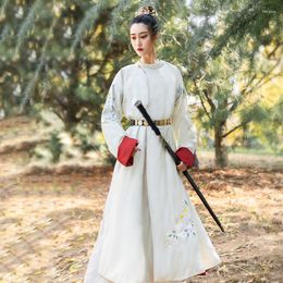 Stage Wear Men Women Ancient Chinese National Costumes Round Neck Robe Double-Side Hanfu Festival Performance Folk Dance Dress SL4173