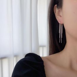 Hoop Earrings S925 Sterling Silver Love Tassel Ear Clip Long Temperament Modified Face Net Red High-End