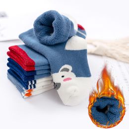 Kids Socks 5 Pairs Lot Winter Plus Cotton Thicken Thermal Warm Sock Children Toddler Baby Girls Boys Floor For 1 10 Years 221203