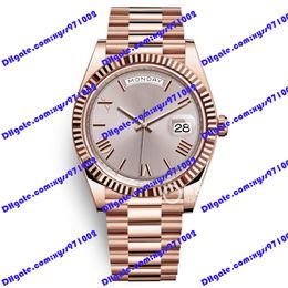 Highquality men's watch 2813 automaton m228235 watch 40mm pink roman dial luxury watch rose gold stainless steel sapphire glass 228238 business watches fold buckle
