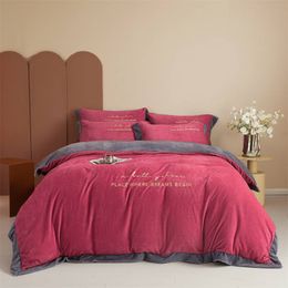 Bedding sets Winter Warm Plush Blanket Set Double sided Thick Crystal Velvet Quilt Cover Pillowcase Bed Sheet King Size Home Textiles 221206