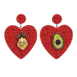 Dangle Earrings ZHINI DIY Personality Avocado Handmade For Women Boho Gothic Bead Heart Big Drop Earring Party Jewellery