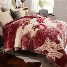 Blanket Soft Warm Weighted For Beds Winter Double Layers Fluffy Faux Fur Mink Throw Thicken Fleece Quilts 221203