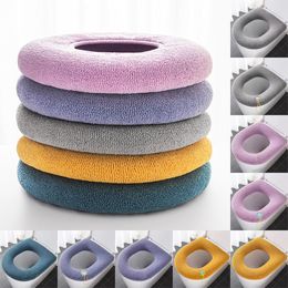 Toilet Seat Covers Winter Universal Warm Soft Warmer Washable Mat Cover Pad Cushion Bathroom Acces Knitted O-Shaped