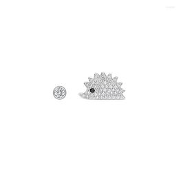 Stud Earrings SOELLE 925 Sterling Silver Asymmetric Cute Hedgehog Micro Cubic Zirconia Stones Women Fashion Brand Jewellery