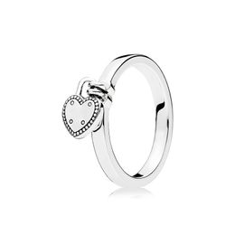 Heart Shaped Padlock Ring Real Sterling Silver for Pandora Rose Gold Wedding Party Jewelry For Women Girls Engagement gift Rings with Original Box Set