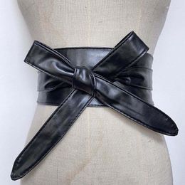 Gürtel 2022 Retro Vintage Frauen Gürtel PU Leder Cummerbunds Für Breite Taille Bogen Selbst Krawatte Wrap Marke Damen Mode Strap