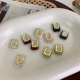 Brincos de argolas vintage clipe de cor geométrica de ouro geométrico para mulheres pêndos de jóias coreanas de moda coreana