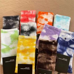 Autumn winter pure cotton men's and women's tie dyed long socks sports high tube tide candy Colour sock Hook Brand