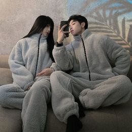 home clothing Winter Pyjamas Women Coral Fleece Homewear Suit Couple Long Pijama Men Thickened Velvet Warm Soft Comfortable Set 221202