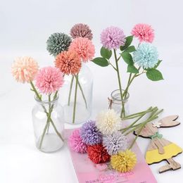 Bunch Artificial Flower Bouquet Silk Dandelion Ball Fake Flowers Wreaths DIY Home Widding Decoration Valentines Day Gifts ss1205