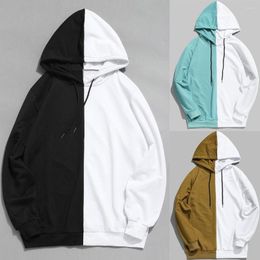 Men's Hoodies Patchwork Sweatshirt Hoodie Two-color Long Sleeve Tops Youth Fashion Lounge Wear Student Personality Hooded Base Shirt