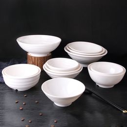 Bowls White Imitation Porcelain Melamine Tableware Restaurant Eating Japanese Plastic Ramen Instant Noodle Canteen Soup 221203