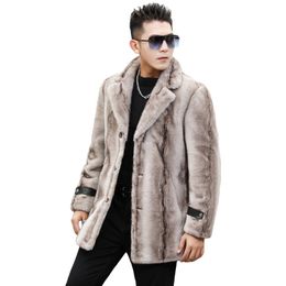 Mink Fur Coat Warm Thickened Winter Jacket Mens Clothing Outerwear Overcoat Windbreakers Casual Streetwear Plus Size 4XL 5XL