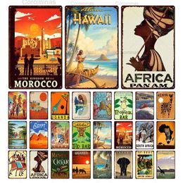 Metal Painting Funny Morocco Hawaii Africa Sunset Scenery Seaside Metal Sign Vintage Travel Poster Wall Art Decoration Retro Iron Paintings Tin Plate Size 20X30 w01