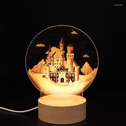 Night Lights Cross Border Carved 3d Light Led Bedroom Decoration Creative Table Lamp Warm Christmas Decorations Holiday Gifts