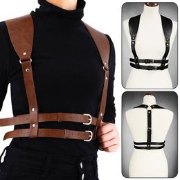 Suspenders Gothic Men's PU Leather Chest Harness Suspender Vest Straps Braces Waist Belts Cosplay Costumes Punk Retro Belt 221205