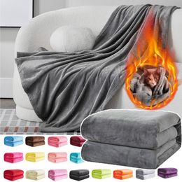 Blanket Soft Warm Coral Fleece Flannel for Beds Faux Fur Mink Throw Solid Color Sofa Cover Bedspread Winter Plaids 221205