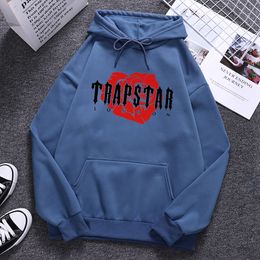 Men s Hoodies Sweatshirts Trapstar London Red Rose Design Men Hoodie Japan Street Print Hoody O Neck Casual Streetwear Solid Color Fleece Clothes Mens 221203