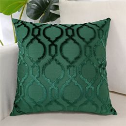 CushionDecorative Pillow Spring Green Jacquard Geometric Cushion Cover Sofa Decorative Cutting Velvet Throw Pillowcase from Factory 221205