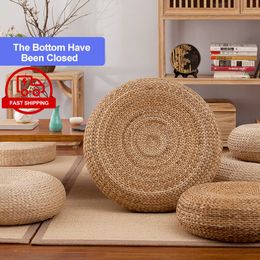 CushionDecorative Pillow Japanese Style Thicken Futon Meditation Tatami Rattan Round Yoga Natural Straw Woven Kowtow Home Decor 221205